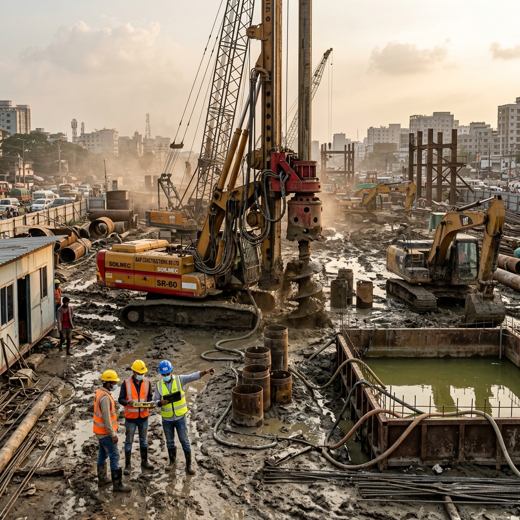 Heavy civil infrastructure rotary piling rigs operating in Bangladesh